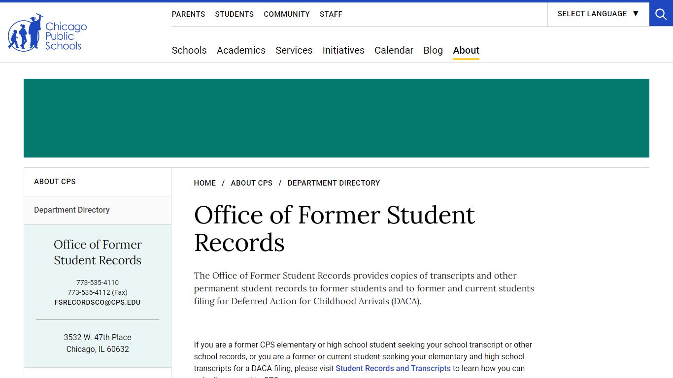 Office of Former Student Records | Chicago Public Schools